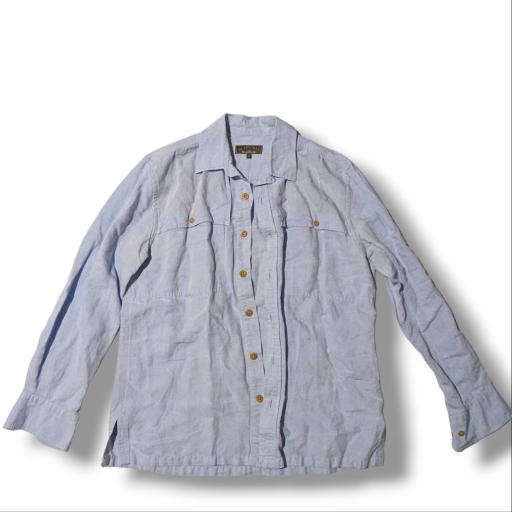 J.l. Powell Men's Cotton Linen‎ Blend Button Down Size Medium